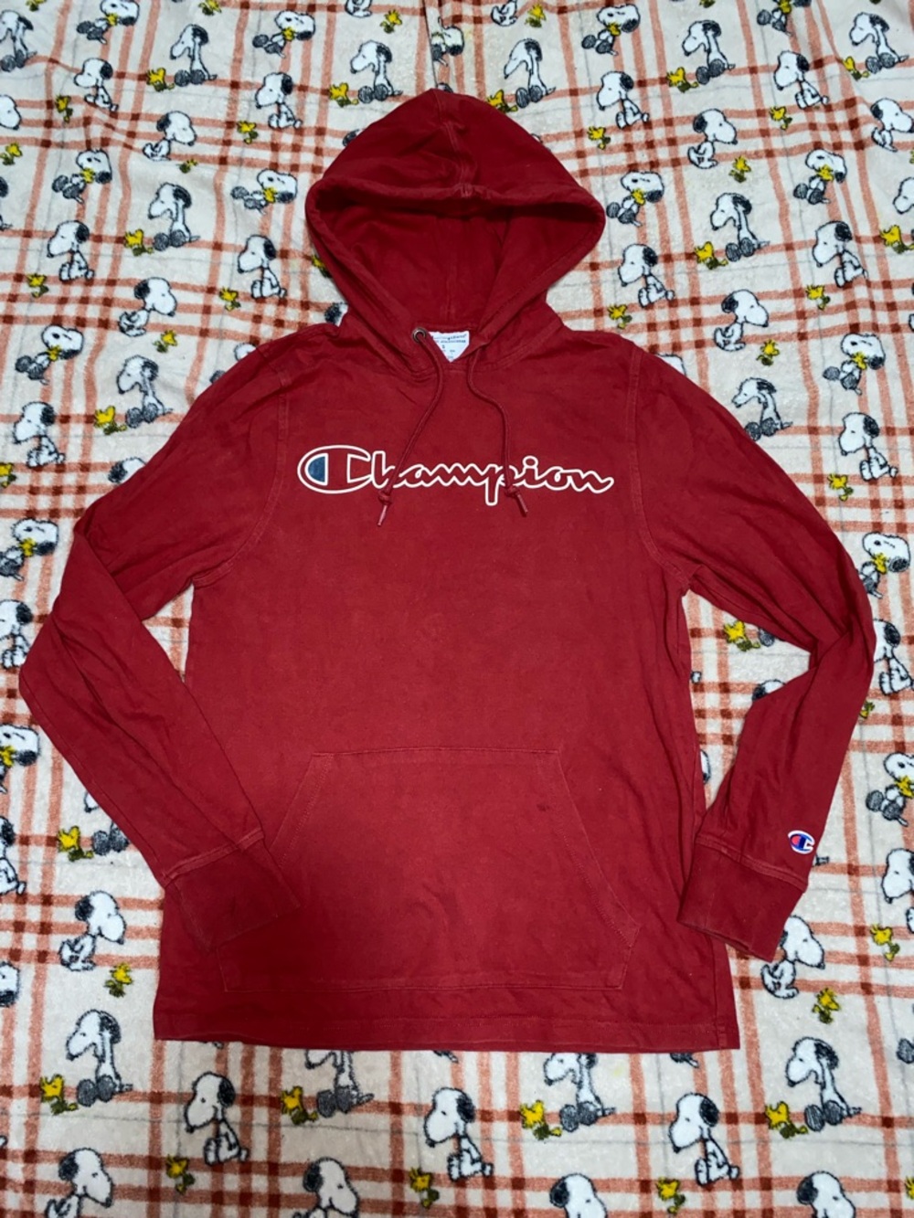 Champion Red Pullover Hoodie with Script Tag
